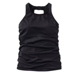LL Bean Sport Hi Neck Tankini Top Size 22W Black Padded NWT Rushed 50 SPF